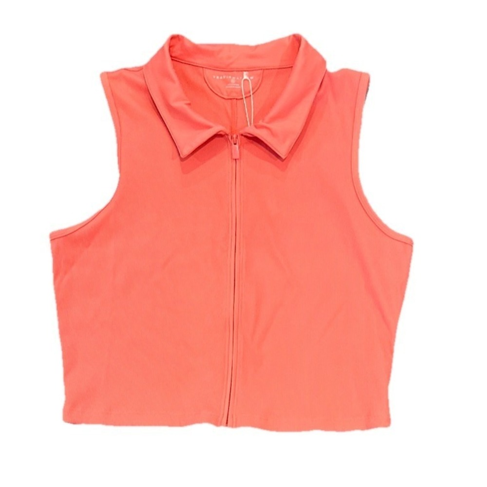 Travis Mathew Women's Midline Sleeveless Cropped Polo, Salmon, XL, New